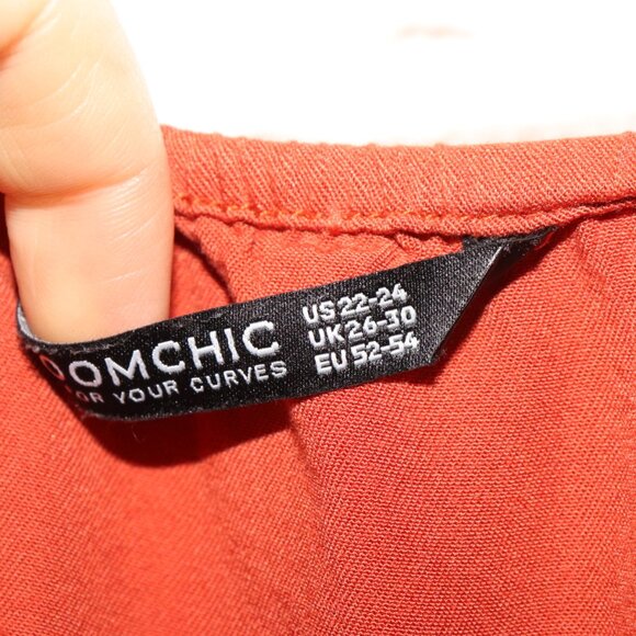 🧡 BloomChic Button‑Front Dress · Plus 22–24 · Rustic Orange - Picture 3 of 5